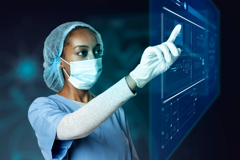 A healthcare professional using an intelligent digital interface